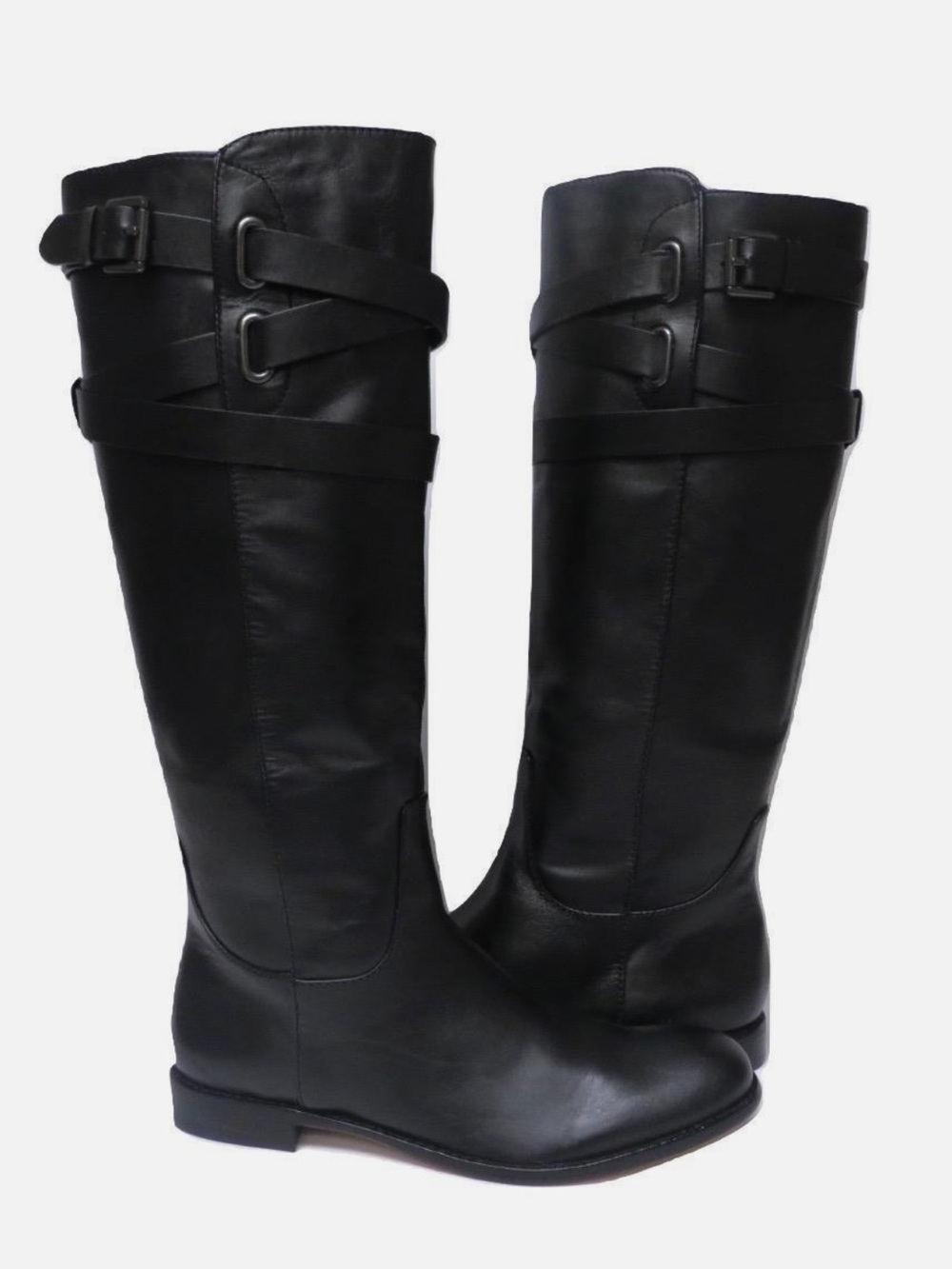 Coach Cayden Black Smooth Nappa Leather Tall Knee High Riding Boots 7 B